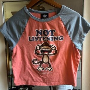 Gray and Pink Short Sleeve Tee Casual Top